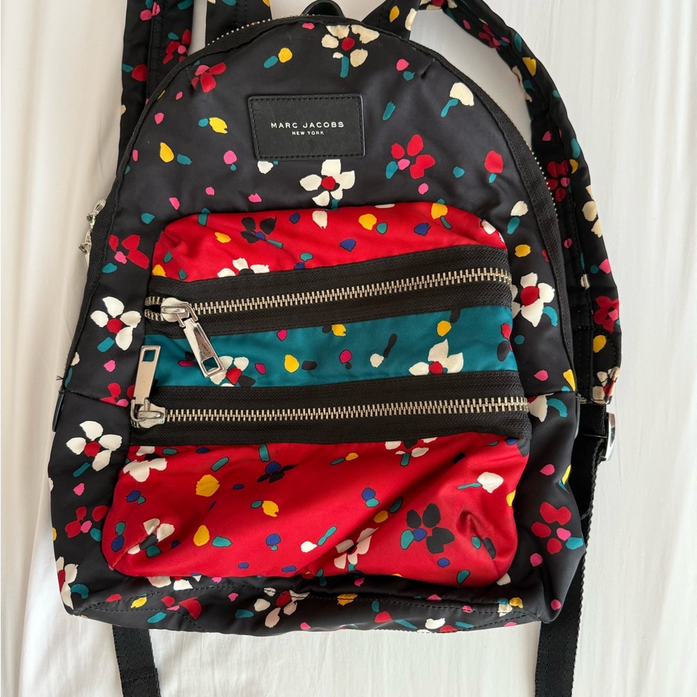 Marc Jacobs Black and Red Floral Backpack